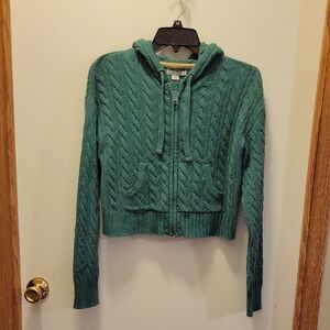 American Eagle Outfitters Teal Cable Knit Cardigan
